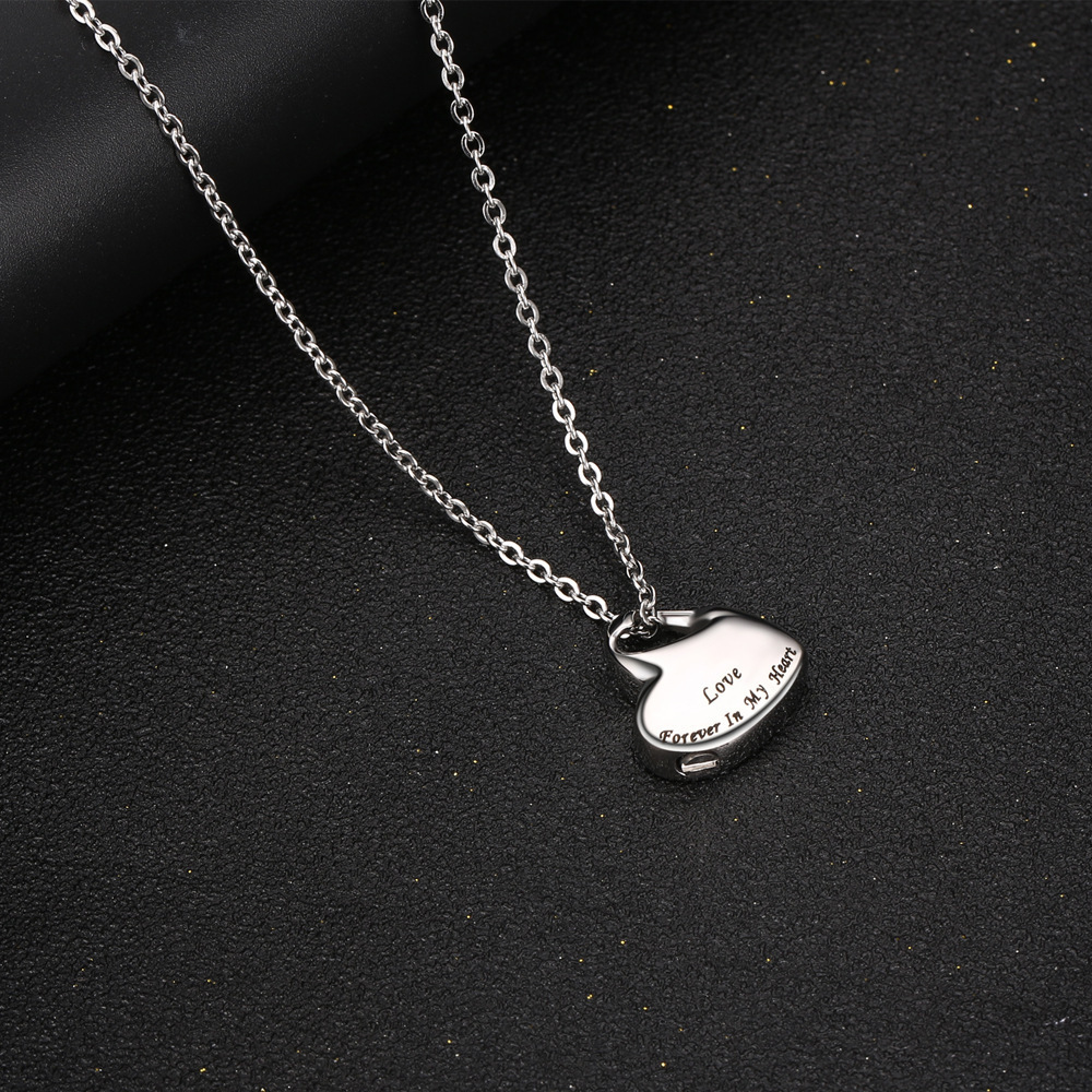 High Quality Heart Shape Cremation Urn Pendant Necklace For Ashes Commemorative Pet Laser Stainless Steel Necklace