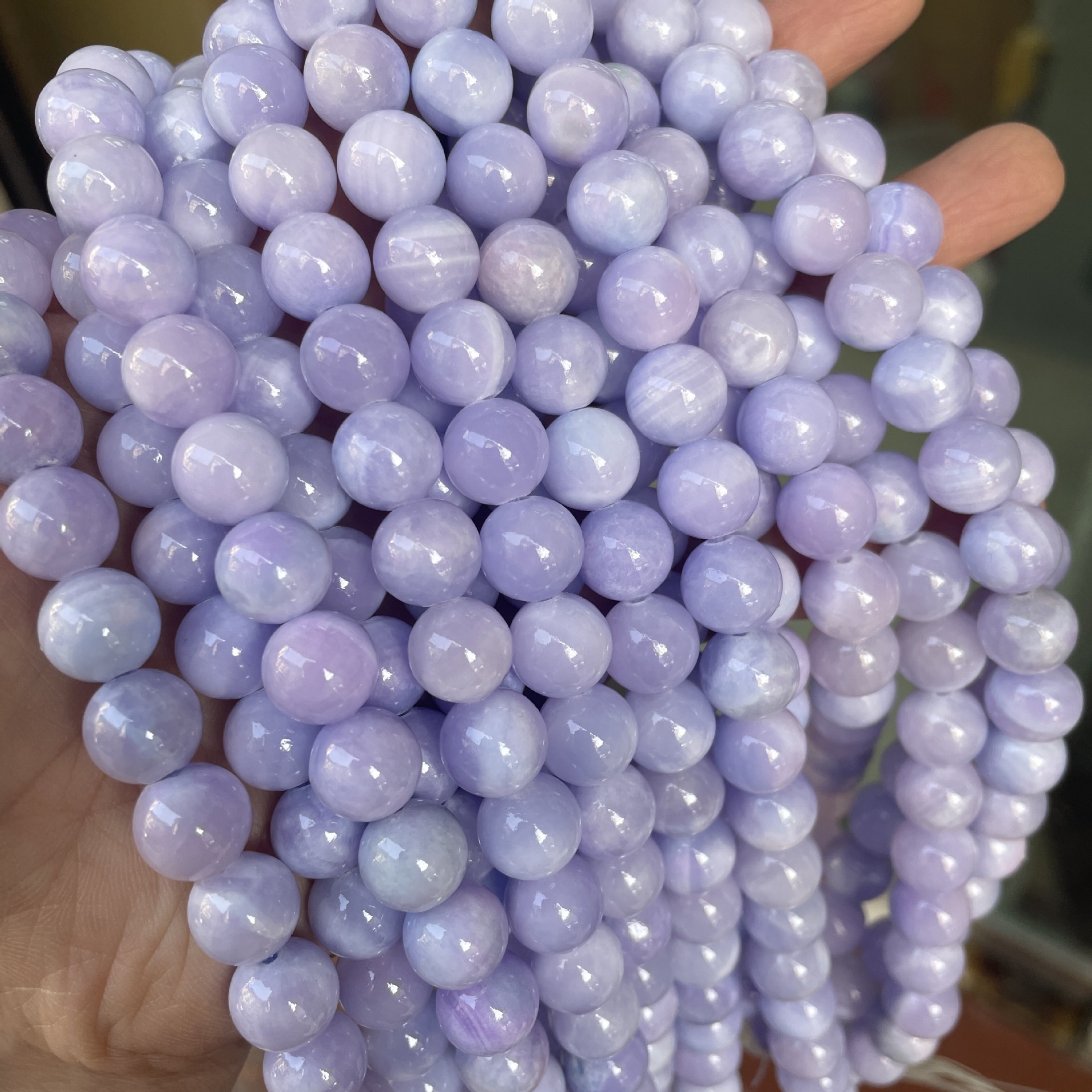 Factory Directly Wholesale Violet Jade Stone Beads Natural Gemstone Light Purple Persian Jade Stone Loose Beads