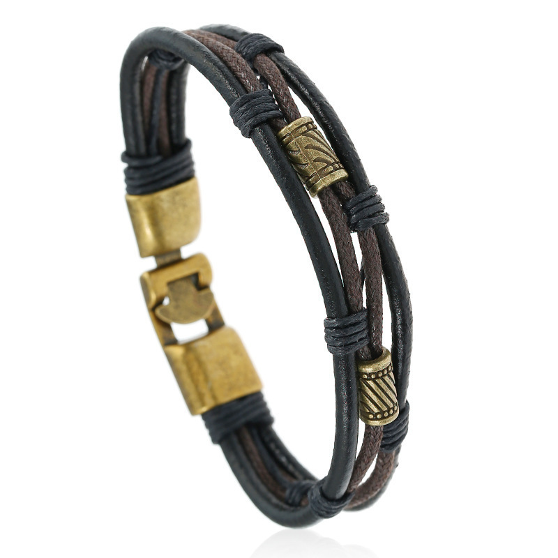 Mens Vintage Leather Wrist Band Brown Rope Bracelet Bangle mens leather bracelet Cuff Bangle black-brown leather bracelet