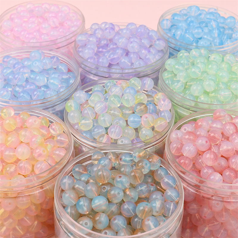 Korean Style Glass Beads Sweet Colorful Protein Czech Round Loose Beads for DIY Handmade Bracelet Necklace Jewelry