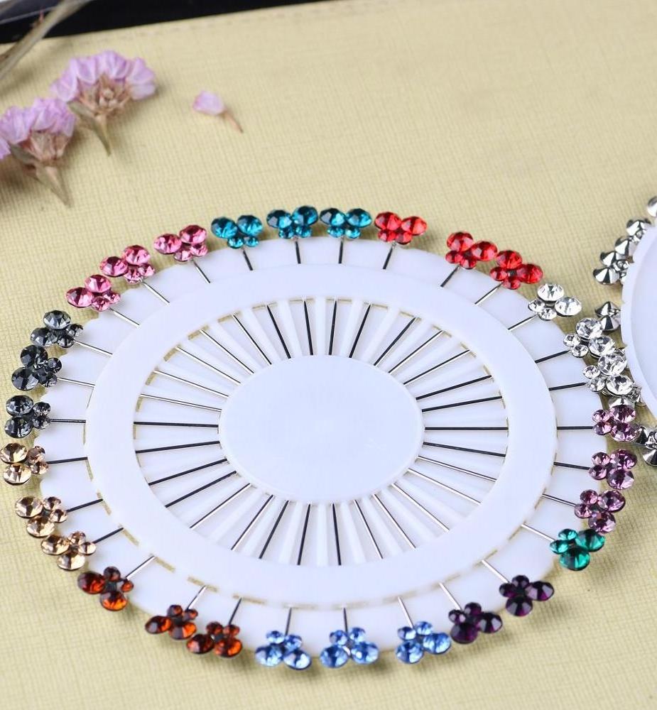 Safety Pin Rhinestone Butterfly Brooch Straight Head Pin Muslim Hijab Scarf Pin