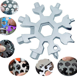 Factory Wholesale Stainless Steel Function EDC Octagonal Snow Spanner Versatile Tool Portable Universal Wrench KEY Chain Pendant