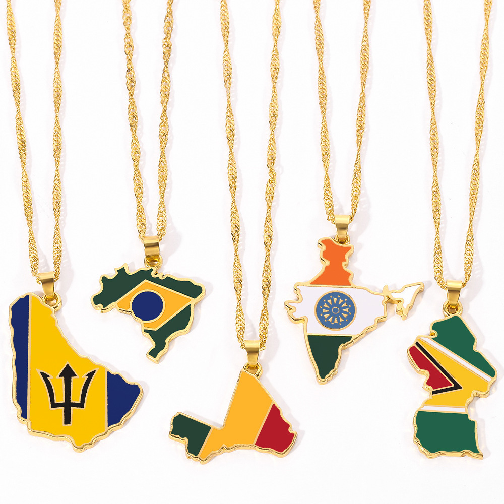 Newest Creative Jewelry Map Necklace Ghana Map Necklace Geography World Map Necklace