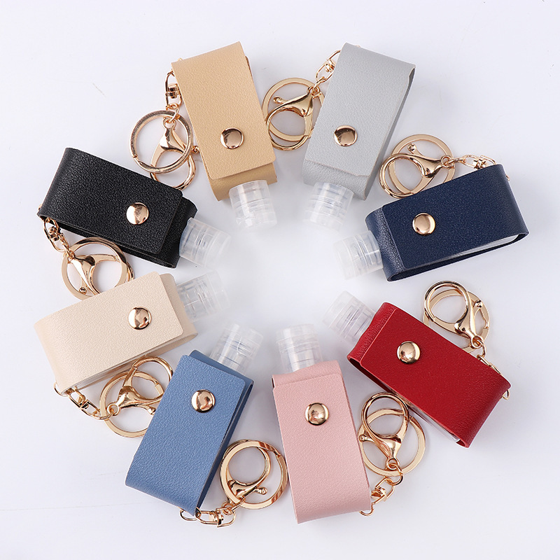 2022 American And European PU Leather Keychain  Portable Keychain Hand Sanitizer Bottle Keychain