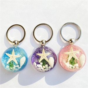 Fashion Jewelry Accessories Gifts Underwater World Keychain Resin Starfish Amber Keychain Cute