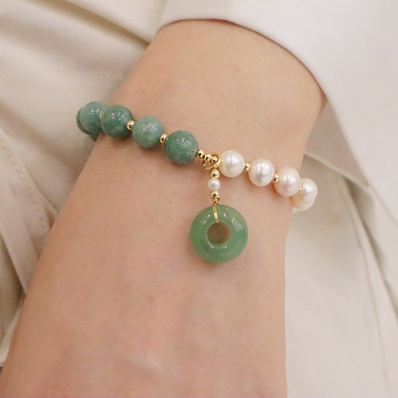 Hot Sell Green Aventurine Bracelet Burmese Jade Beads Bracelets Fresh Water Pearl Bracelet For Women