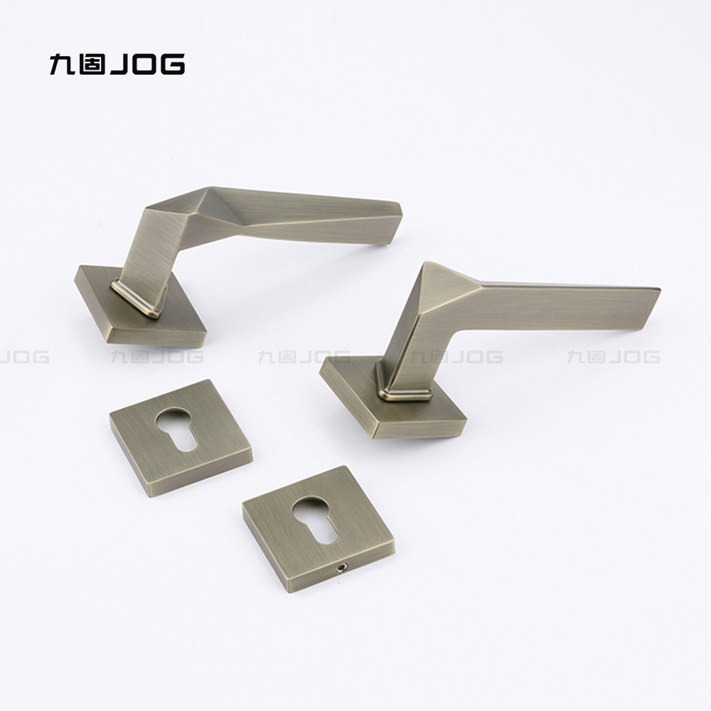 JOG Hardware Factory Simple OEM Zinc Alloy Bronze Square Fancy modern design locks door handles