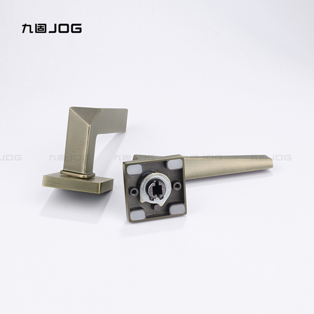 JOG Hardware Factory Simple OEM Zinc Alloy Bronze Square Fancy modern design locks door handles