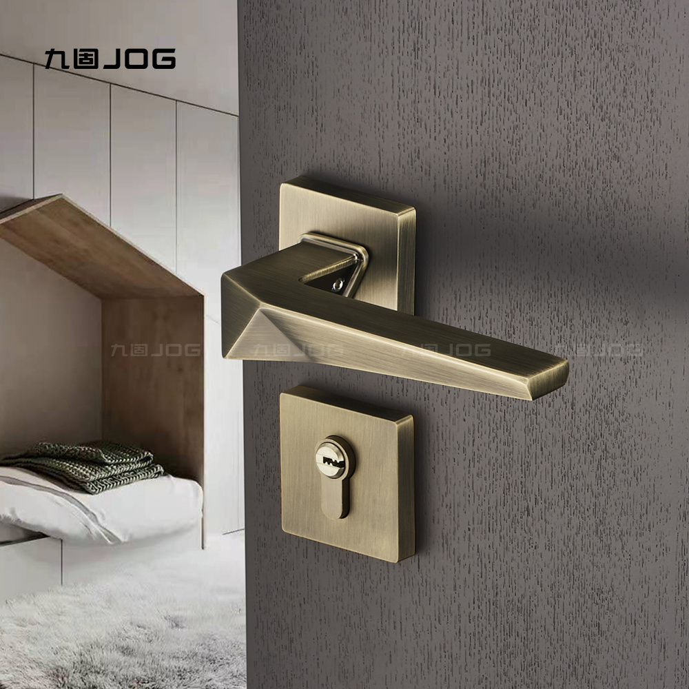 JOG Hardware Factory OEM Zinc alloy  modern design interior bedroom chrome black lever wooden door handles luxury