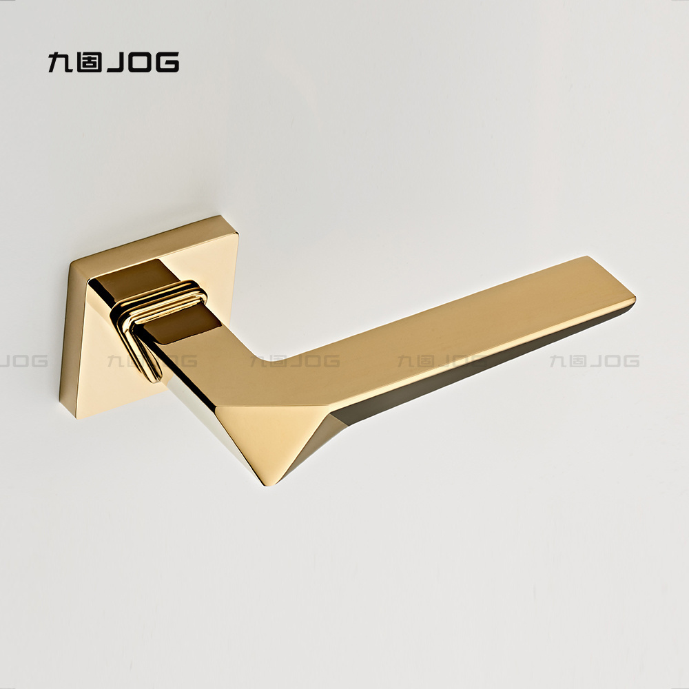 JOG Hardware Factory OEM Zinc Alloy PVD Gold luxury internal bedroom lever wooden modern door handles