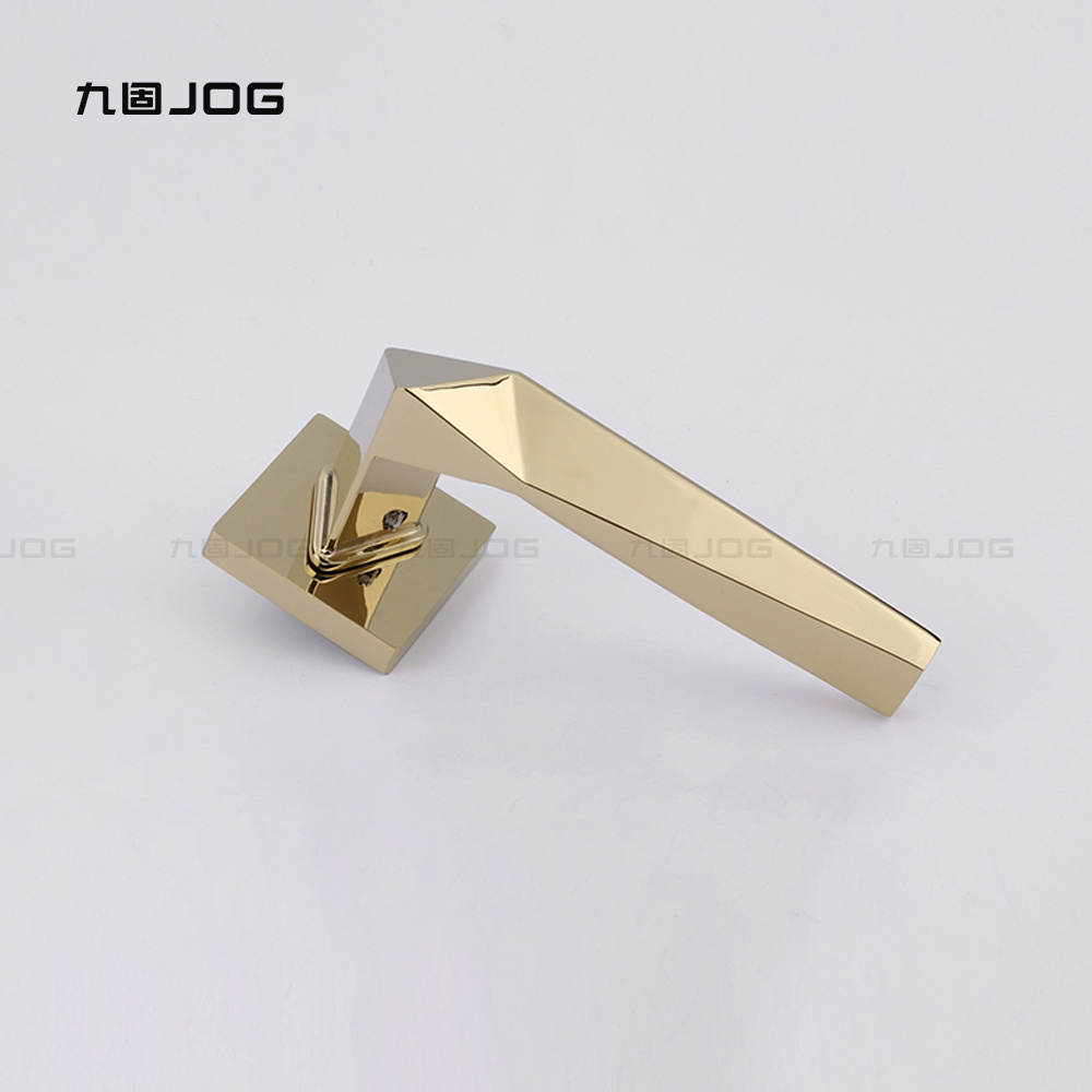 JOG Hardware Factory OEM Zinc Alloy PVD Gold luxury internal bedroom lever wooden modern door handles