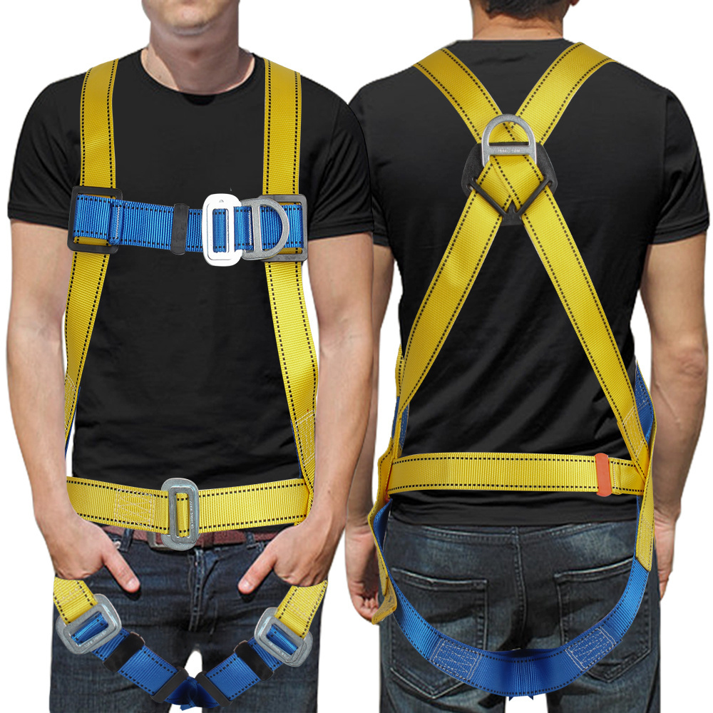 High Quality Punch Holes Lowes Climbing Buckles Double Lanyard Hook Lanyard Belt Parts Of Name Full Body With Safety Harness