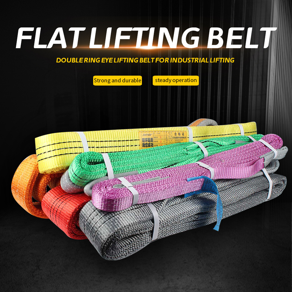 Factory Direct Supply 1000kgs 4m 8m Flat Polyester Duplex Lifting Webbing Belt Flat Braided Lifting Sling Endless Lifting Belt