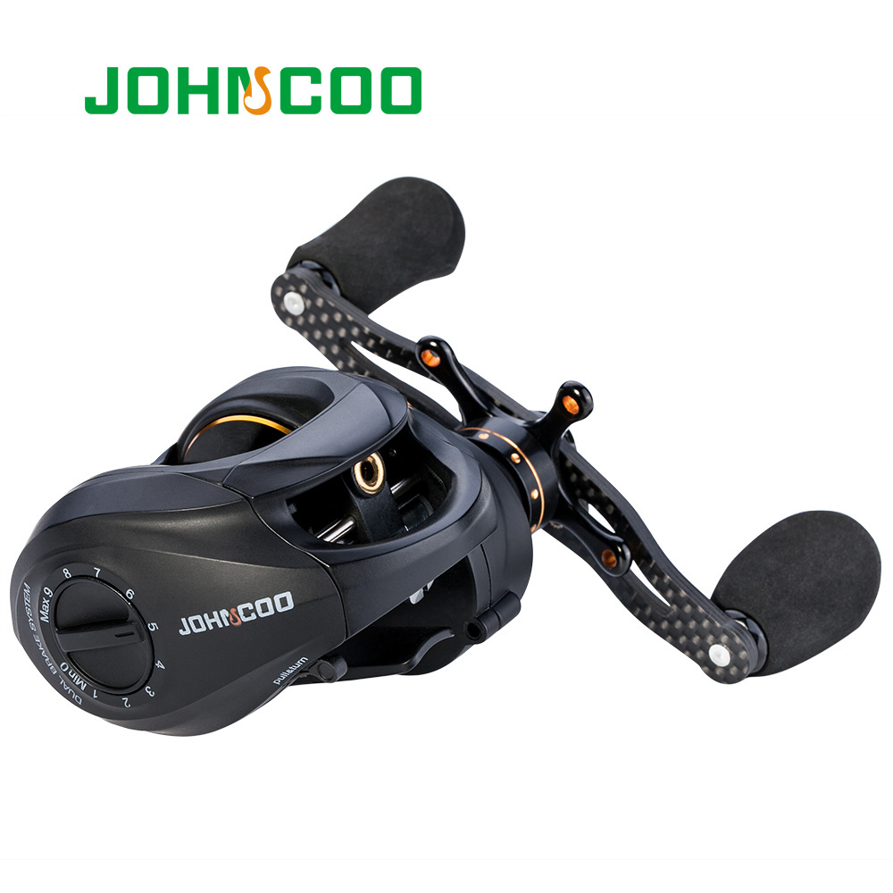 JOHNCOO Carbon Casting Reel 13+1 BB Super Light Casting Reel Centrifugal and Magnetic Brake System Bass Fishing Carp Fishing