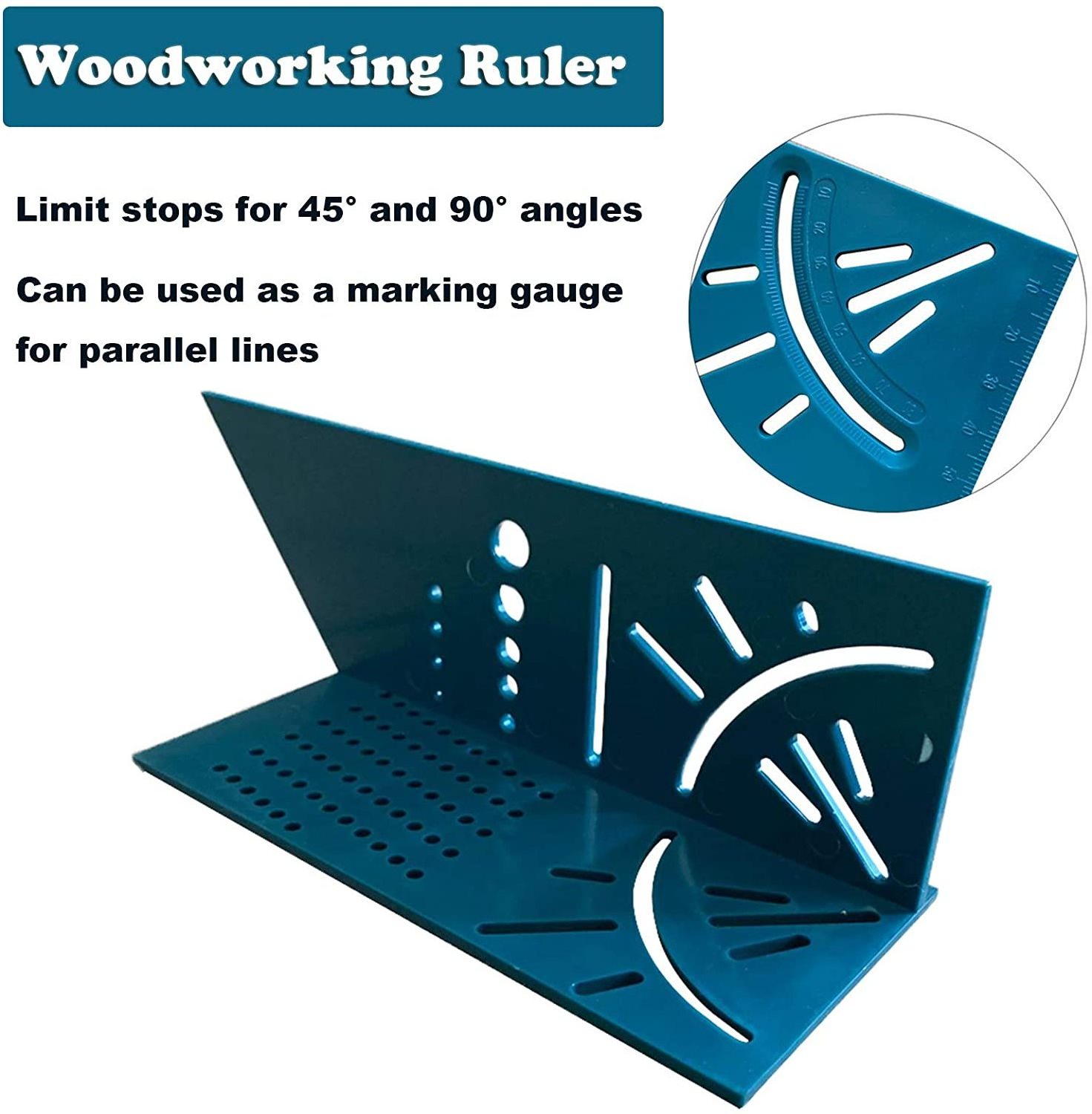 Woodworking 3D Mitre Angle Measuring Tools Multi-function Angle Ruler for Builders Carpenters Craftsmen Architects 45 Degree 90