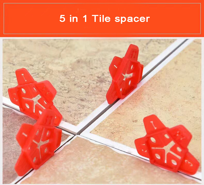 Plastic Reusable Tile Spacer 1mm 1.5mm 2mm 2.5mm 3mm 5 in 1 TT-81199500 500 Bags Pentagon Red