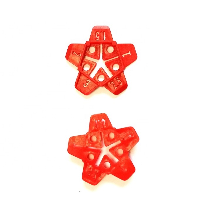 Plastic Reusable Tile Spacer 1mm 1.5mm 2mm 2.5mm 3mm 5 in 1 TT-81199500 500 Bags Pentagon Red