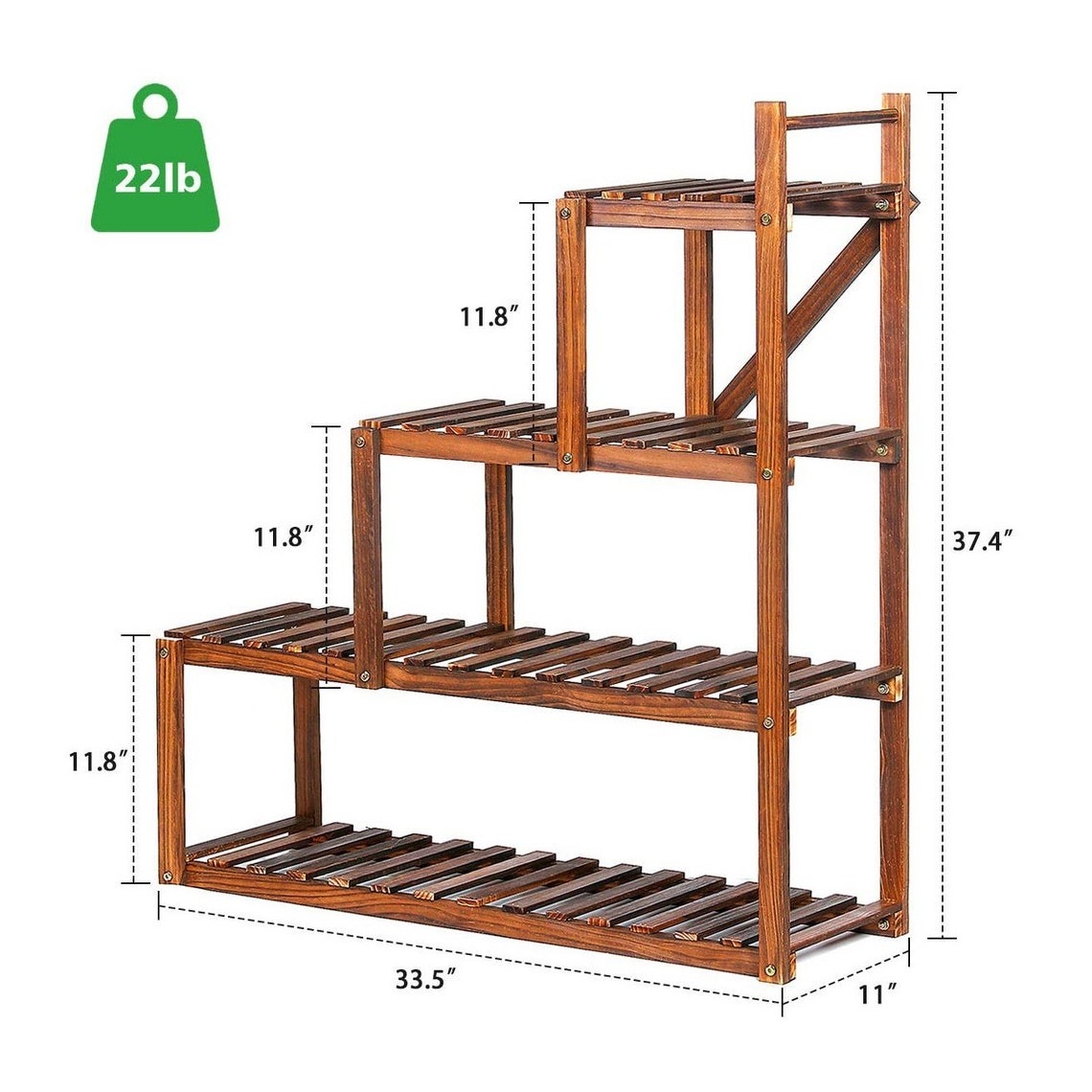 3 Tier Bamboo Wood Shelf Wooden Shelves Tall Shelving Display Organizer Rack Storage Plant Pot Holder Plants Pots Garden Succule