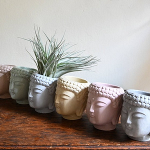 Buddha Head Planter, Small Plant Pot, Concrete  Succulent Face Planter,