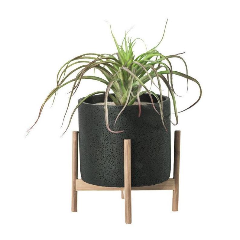 Cement Succulent Planter pot, Modern Concrete decor, Minimalist Indoor Flower Pot with wood rack