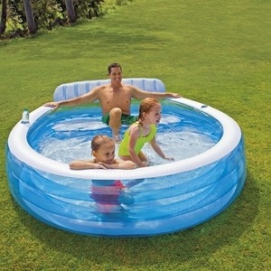 albercas piscina inflable swim pool Members Elegant Family Pool 10 Feet Long 2 Inflatable Seats with Backrests New Version