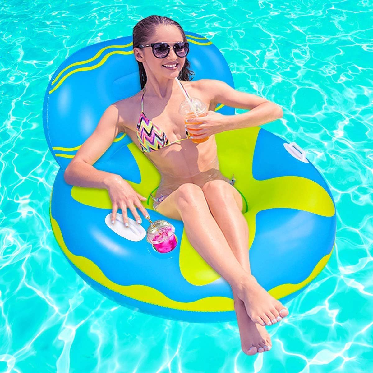 Custom Portable Floating Water Hammock Lounger Pool Inflatable Water Hammock with Inflatable backrest in beach