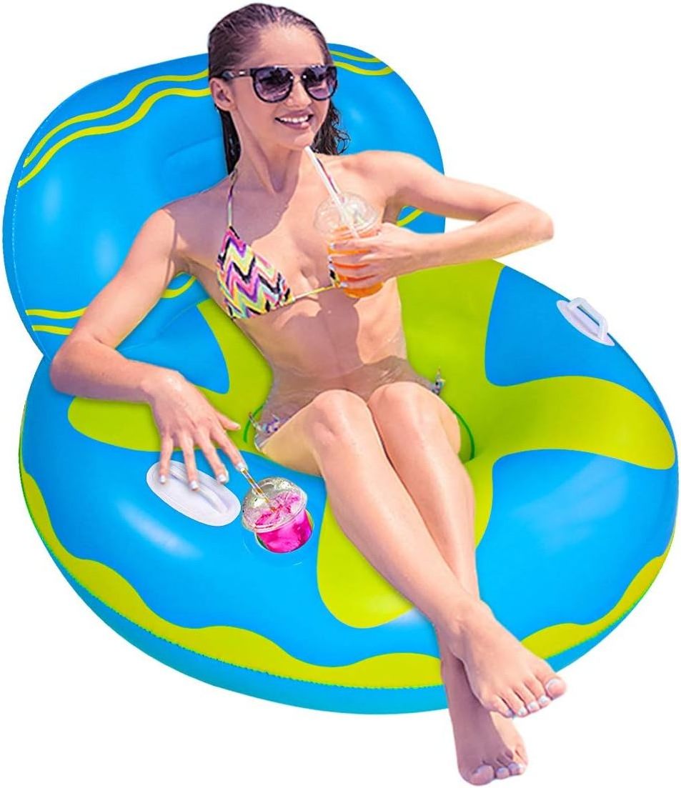 Custom Portable Floating Water Hammock Lounger Pool Inflatable Water Hammock with Inflatable backrest in beach