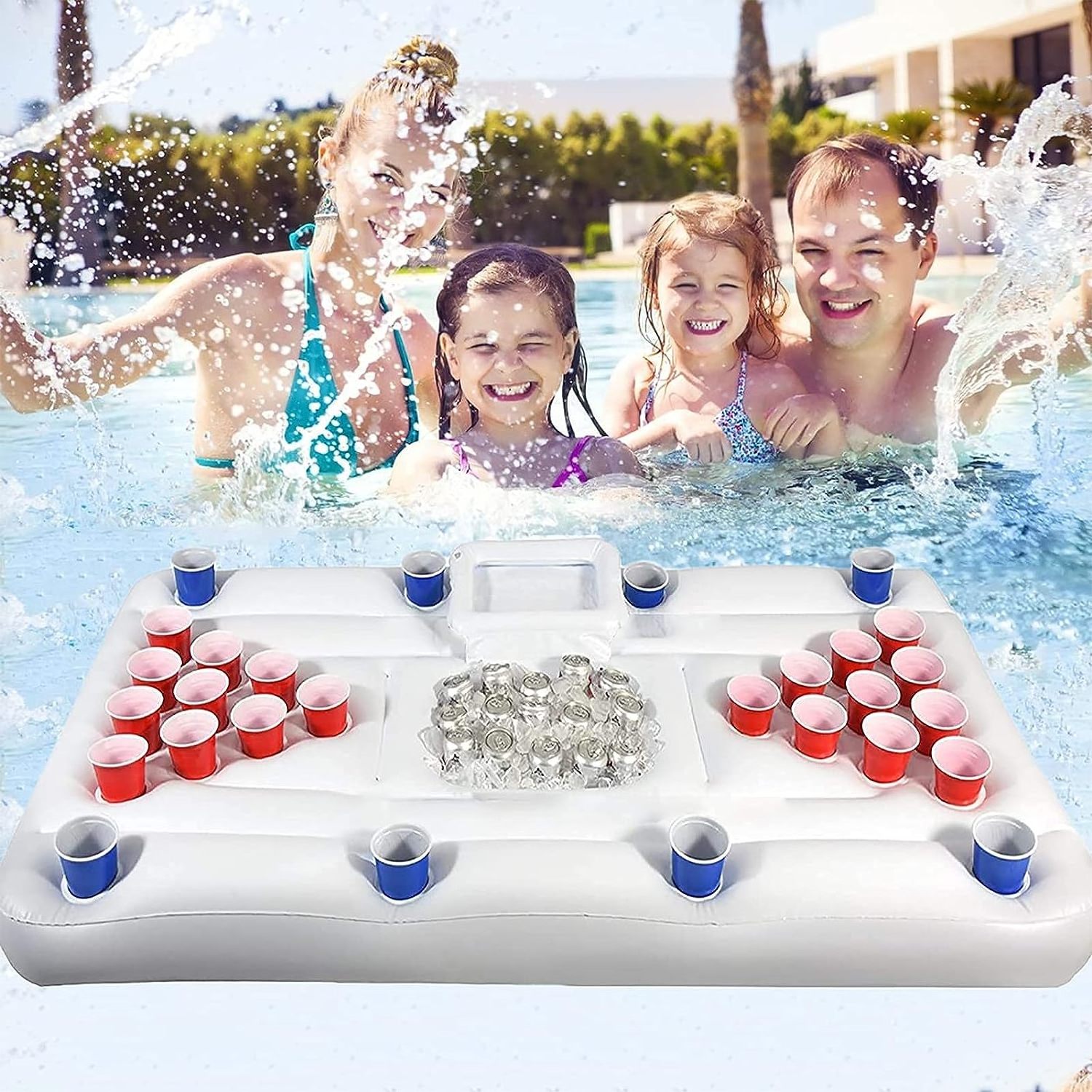 Hot selling Inflatable Party Pool Floating Beer Float With Cooler Floating Pool Party Game Raft And Lounge