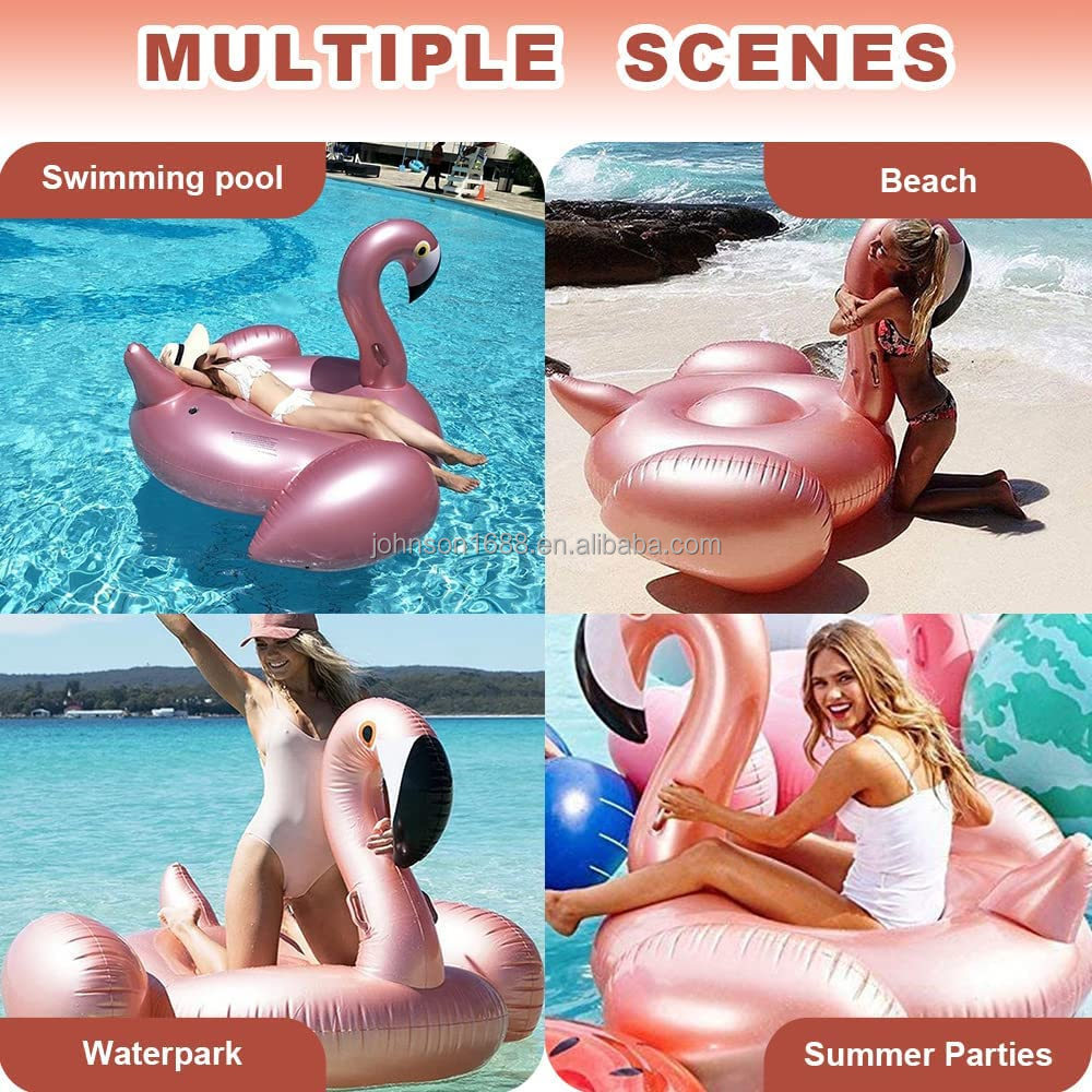 FCCA ENC7 Large Adult kids Inflatable Flamingo Pool Float Rafts ride-on Water Floaty Pool Floats Lounger for Swimming Pool Lake