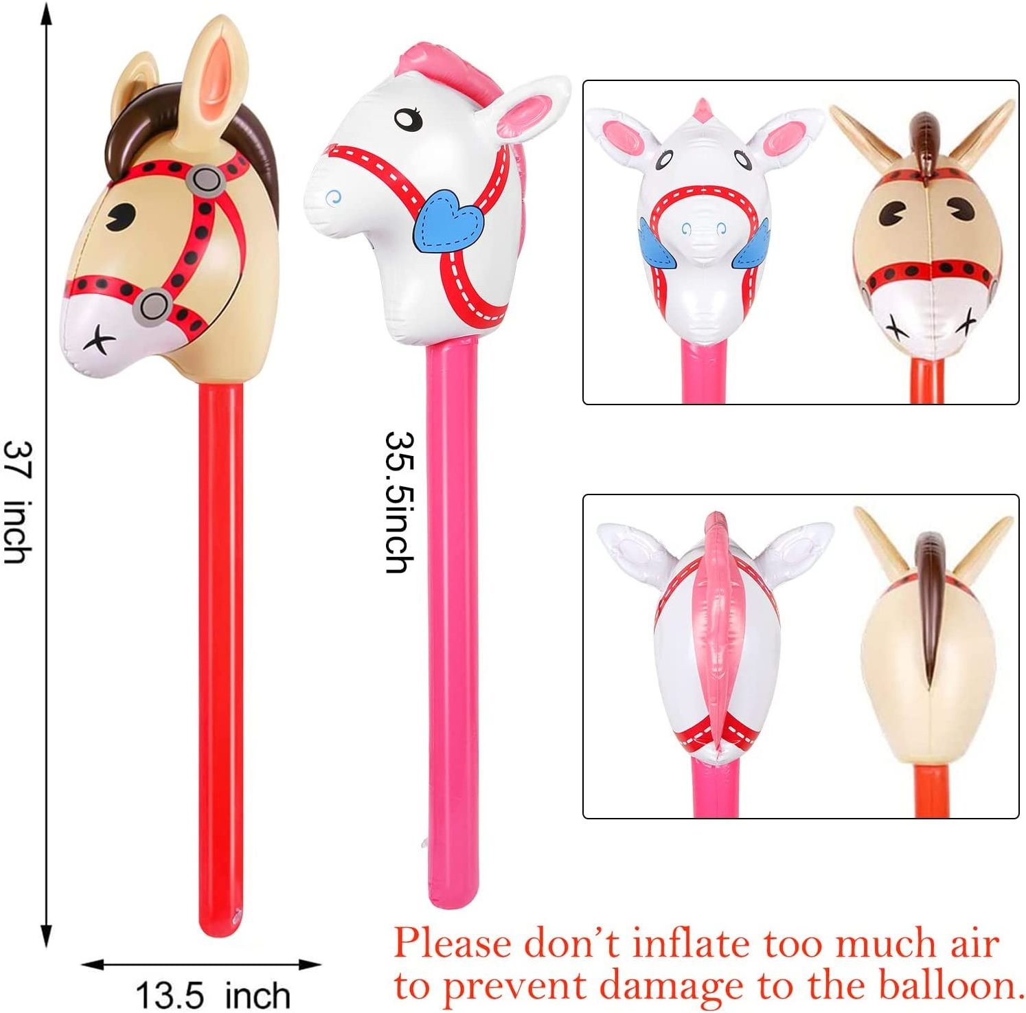 Inflatable Stick Horse - Inflatable Horse Head on Stick Horse Costume  Halloween  Western Cowboy