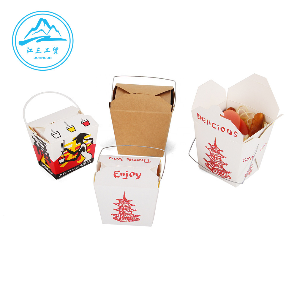 Takeout Con54 Ozr Chinese Custom Printed 16oz 26oz 32oz Disposable Kraft Paper Packing Material Food Container Customized Color