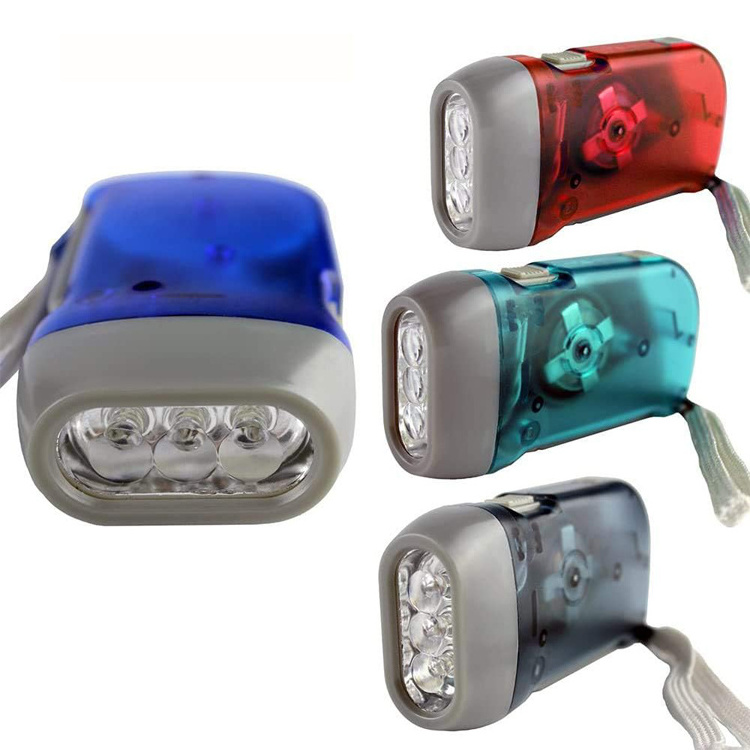 Hand Crank Flashlight Powerful Emergency Light Safety Tool With 3 LED White Light Mini Lamp Torch For Kids Camping Exploring