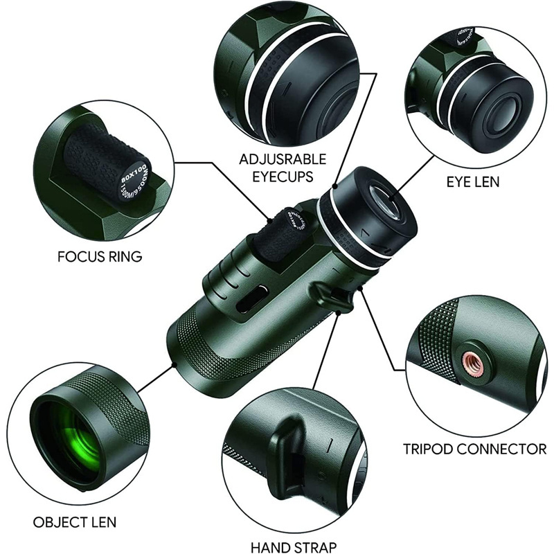 BAK4 80x100 High Definition High Power Monocular 40x60 Shimmering Night Vision Outdoor Binoculars