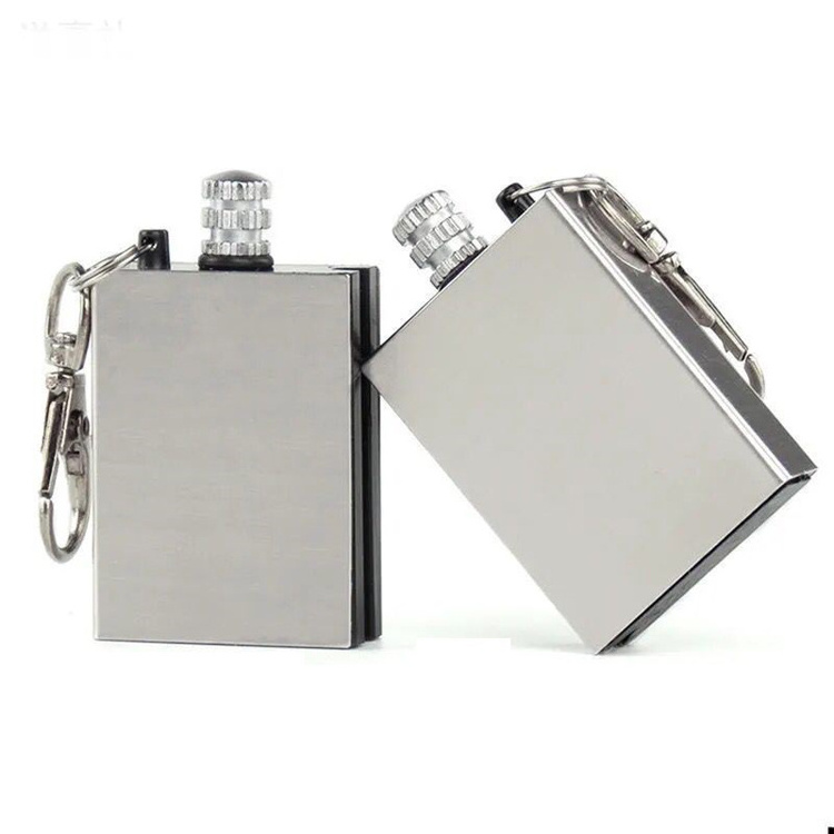 Hot Sale Cheap Permanent Stainless Steel Flint Fire Starter Square Match Lighter Cigarette Accessories