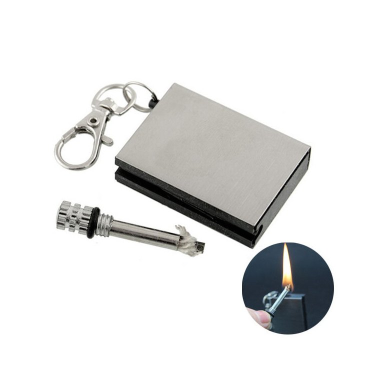 Hot Sale Cheap Permanent Stainless Steel Flint Fire Starter Square Match Lighter Cigarette Accessories