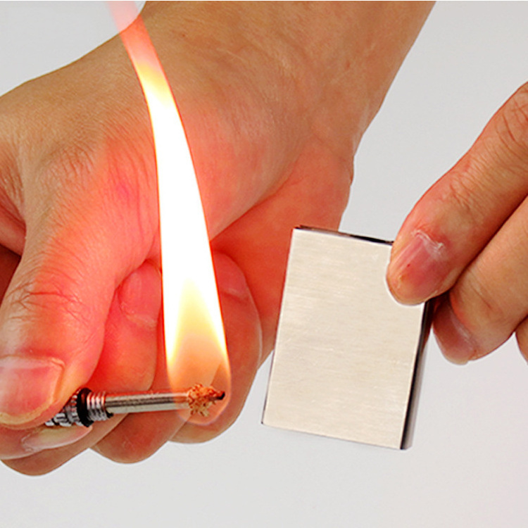 Hot sale smoking accessories Direct selling Square type stainless steel match million times matches fire lighter