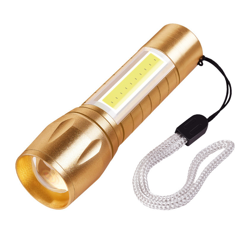 Hot Sale 3 Modes Rechargeable Mini Portable Flashlight Silver  LED Tactical Flashlight With COB Side Light