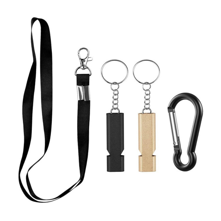 Emergency Whistle Safety Survival Whistles with Lanyard Key chain High Pitch Double Tubes for Hiking Camping Hunting