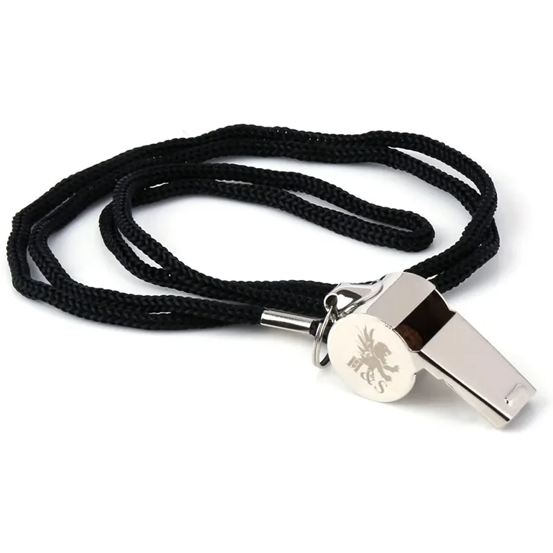 Stainless Steel Referee Whistle - Sports Whistle Metal Whistle with Lanyard for Football