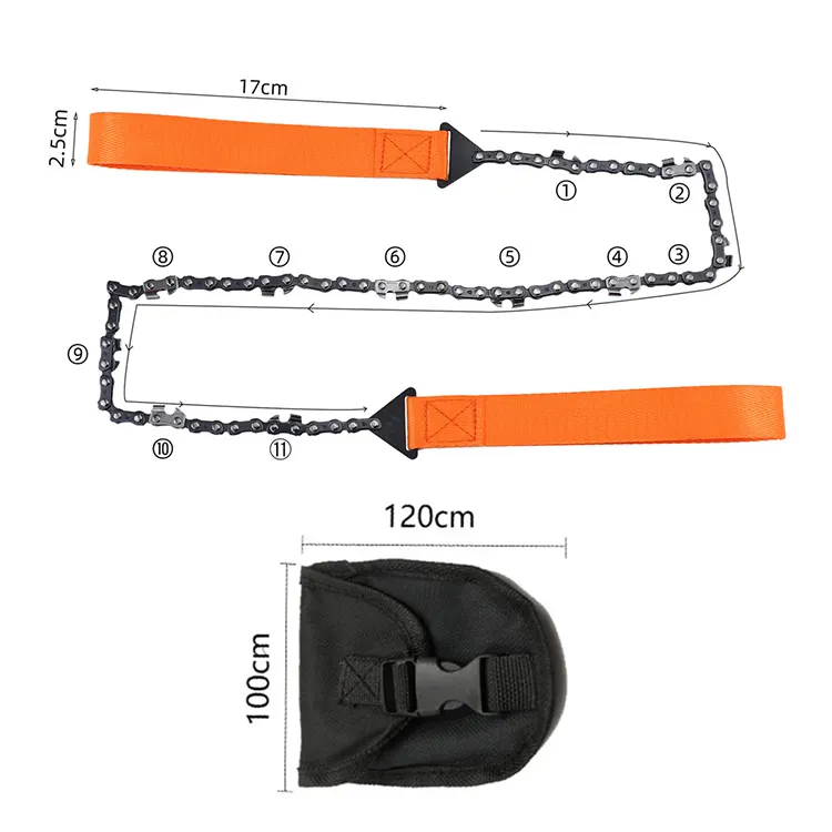 24 Inch Outdoor Hand Chain Saw Survival Hand Chain Saw Logging Garden Saw Portable Camping Tool Wire Saw