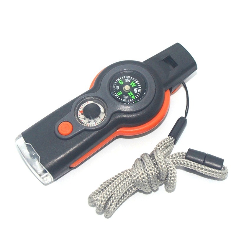 Multi-function Survival Plastic 7 In 1 Set Whistle Safety Whistle Emergency With Lanyard Outdoor Survival Whistle