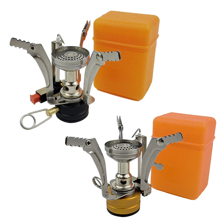 Outdoor Portable Stainless Steel Kitchen Camping Folding Mini Stove Gas Camp with Case Packaging