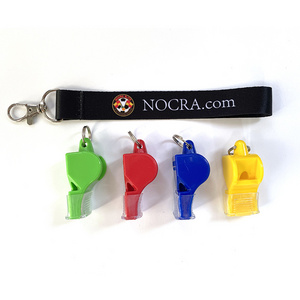 Wholesale RED BLACK YELLOW BLUE Emergency Survival Plastic Whistle Professional Race Track Fox Whistle