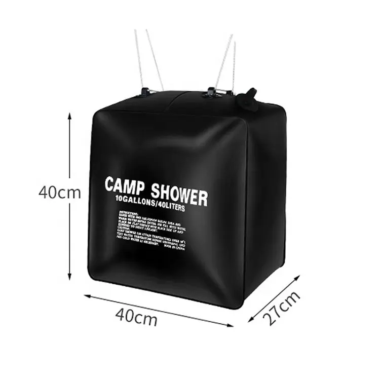 40L 10 Gallon PVC Outdoor Camping Solar Shower for Travel Beach Outdoor Camping Hiking