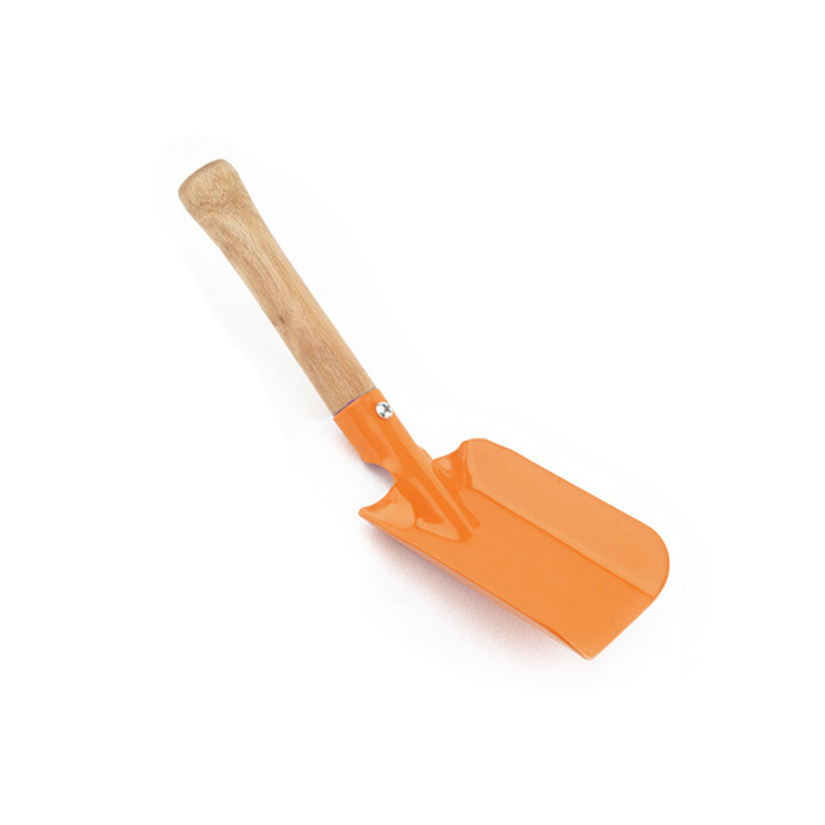 Factory Price Colorful Heavy Duty Mini Metal Kids Sand Beach Spade  Snow Shovel with Wooden Handle