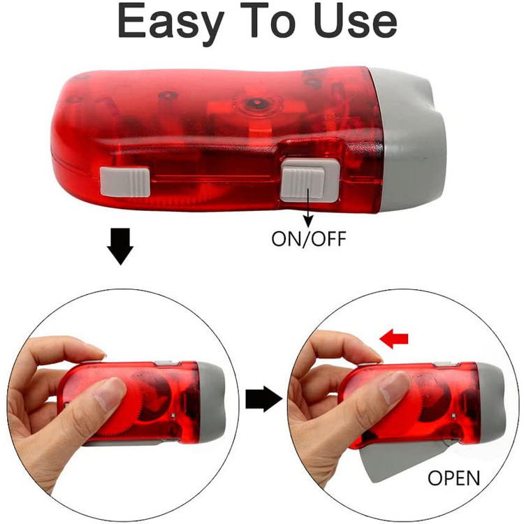 Hand Crank Flashlight Powerful Emergency Light Safety Tool With 3 LED White Light Mini Lamp Torch For Kids Camping Exploring