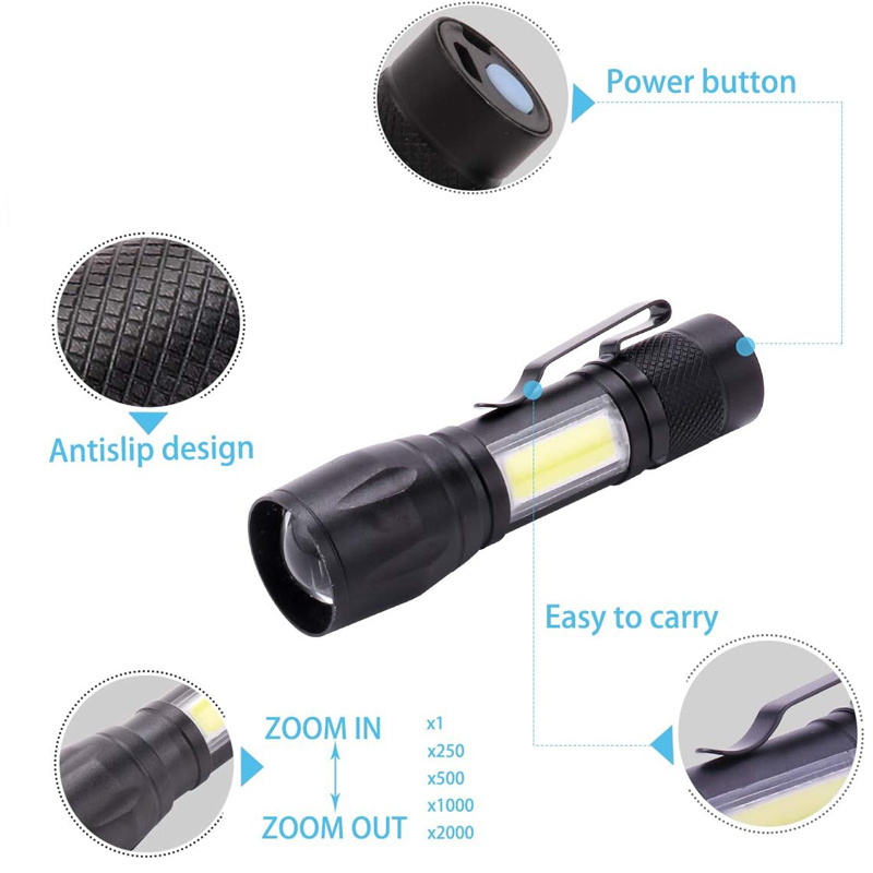 USB Rechargeable Mini Small LED Flashlights Camping Lantern Combo Torch Bright High Lumen EDC Flashlight