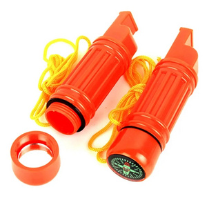 5 in1 multi-function compass whistle outdoor portable plastic whistle survival emergency whistle with Lanyard