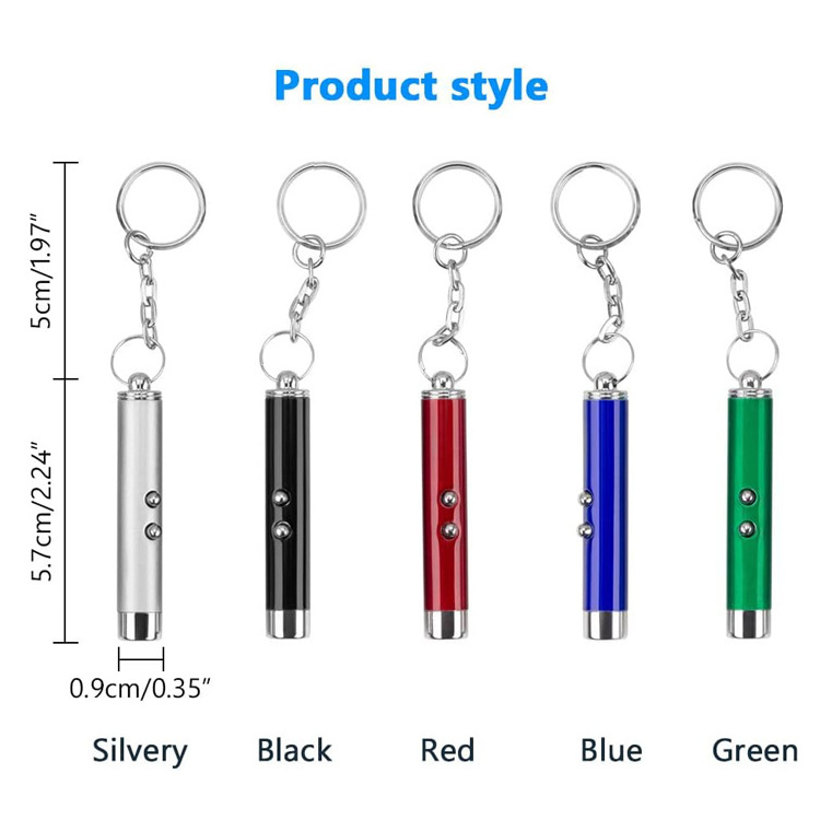 2 in 1 Cat Toy Laser Mini Flashlight Keychain Light Red Laser LED Training Flashlight Pen Funny Cat Portable Flashlight