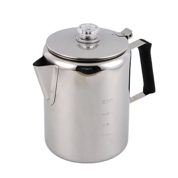 Johold Latest Outdoor Camping Percolator Stovetop Fast Brew Kettle Stainless Steel Pot Coffee Makers